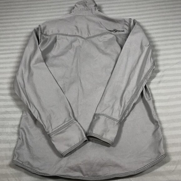 Western Welder Shirt Mens Small Gray Pearl Heavy Canvas Pearl Snap Triple Stitch - Picture 9 of 12